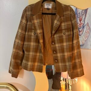 Kasper Brown Plaid Blazer Wool Blend